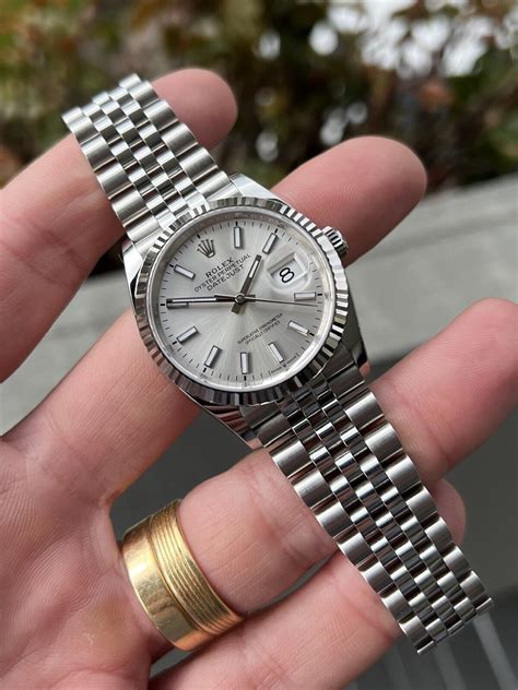 rolex day just silver|Rolex Datejust 36 silver dial.